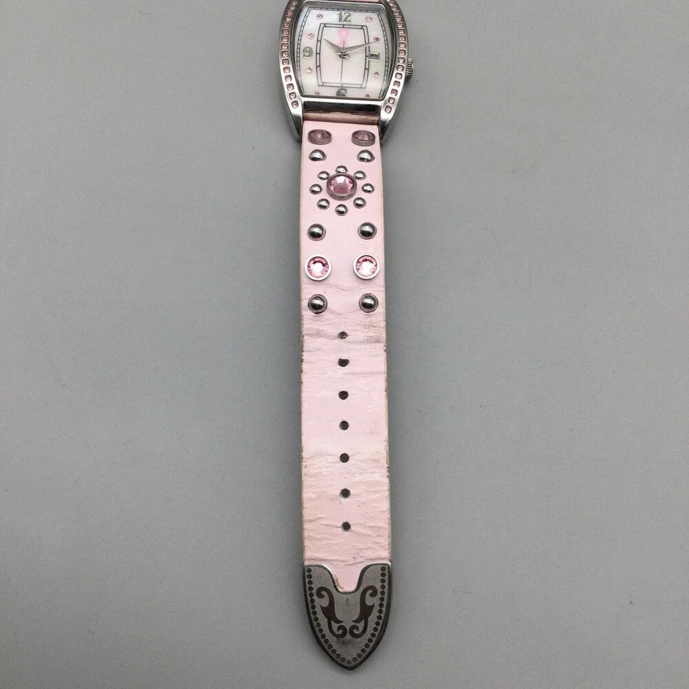 Montana Womens Watch 28mm Pink Crystals Breast Cancer Awareness New Battery